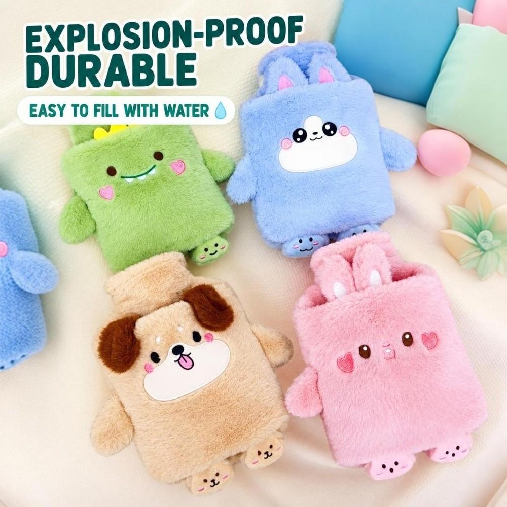 Plush Cover Hot Water Bottle Rubber Material Heat Pad Portable Belly Warmer Period Pain Relief