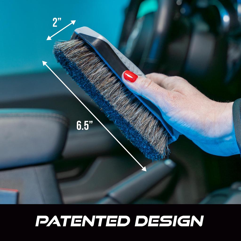 VIKING Leather Brush Horse Hair Car Cleaning Brush for Car Home Gray 6.5" X 2.8" X 2