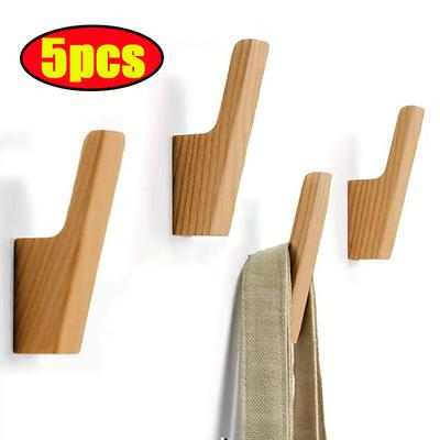 Wooden Hook Wall Mounted Clothes Hook Black Walnut Wood Hanger Rustic Decorative Storage Rack Heavy-duty Key Towel Coat Hook