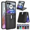 Capa de Couro PU para Motorola Razr 70 60 0 40 Ultra Moto Razr+ Plus Capa com Slots para Cartão Leve Coque Fundas