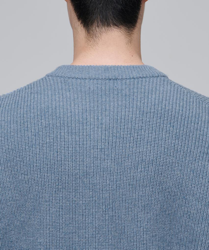 MUSINSA STANDARD Oversized Ribbed Crew Neck Knit [Heather Sky]