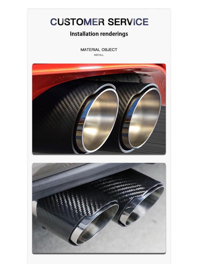76mm Carbon Fiber Stainless Steel Dual Exhaust Tailpipe for BMW 3 Series