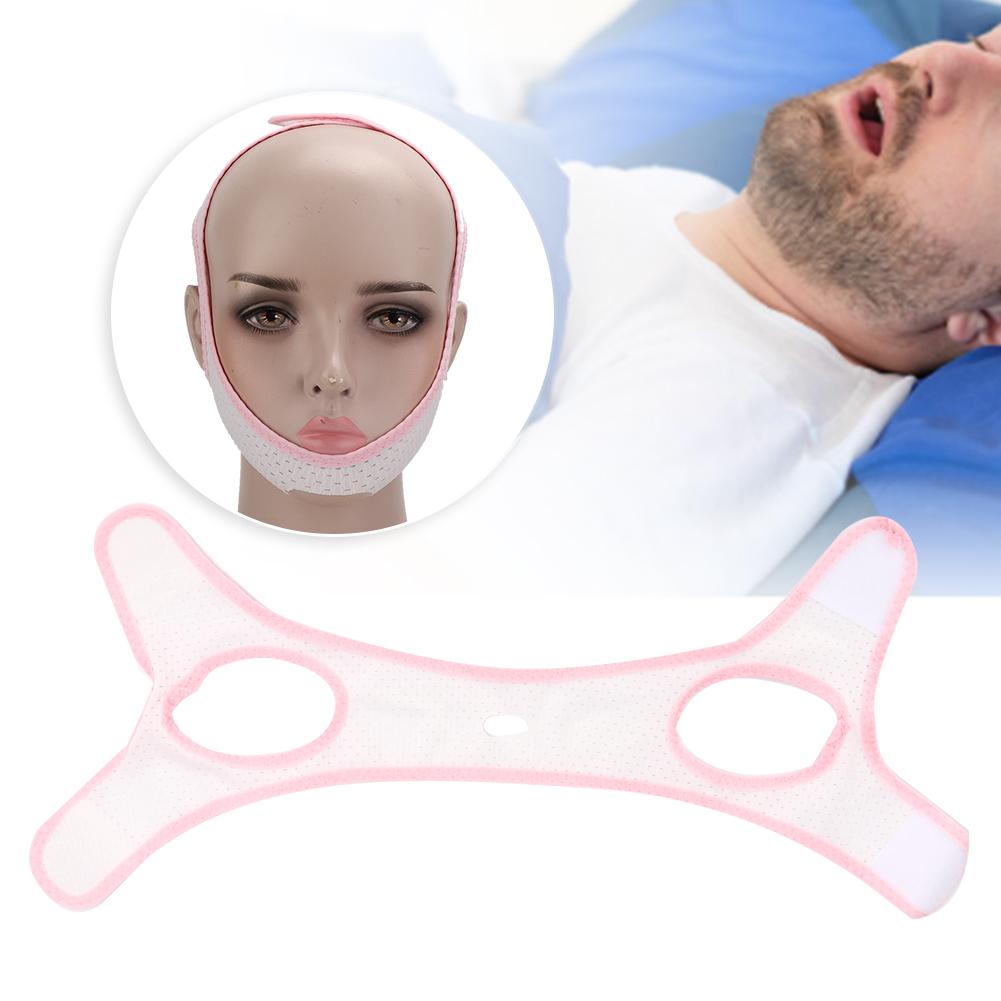 Atmungsaktiver Anti-Schnarch-Gurt, Anti-Schnarch-Kinnriemen, Schnarchreduzierungshilfe für Kinder und Erwachsene(Weißer Dreiecksgurt )