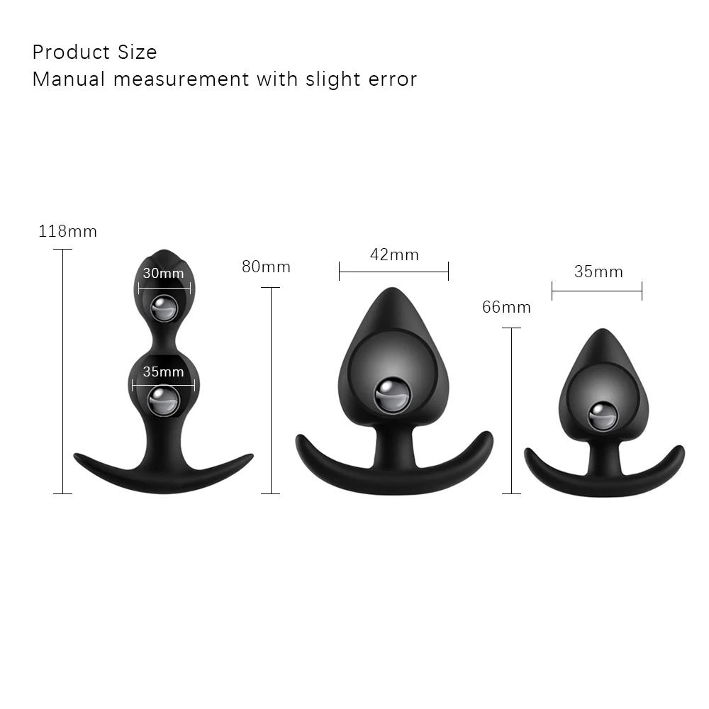 Silicone Vagina Anus Dilator Anal Beads Butt Plug with Metal Ball Adult Products Sex Toys for Men Women Gay Sextoys