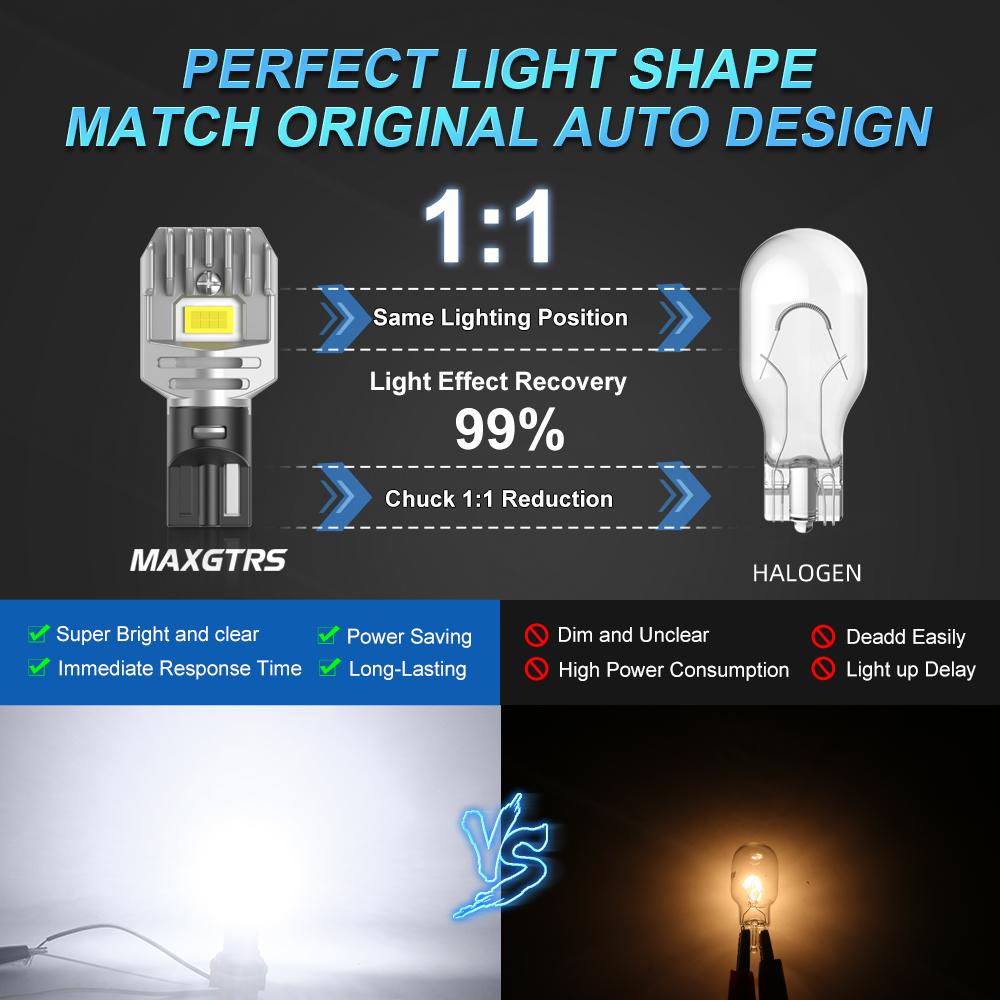 MAXGTRS 2PCS T15 W16W LED Canbus Error Free Auto Bulbs 921 912 Car Backup Reverse Parking Lamp Xenon White Car Lights