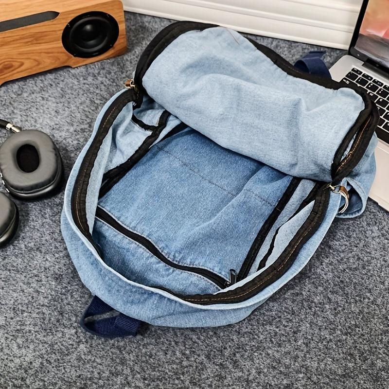 Fashionable Denim Canvas Backpack for Women Adjustable Straps Resistant Zip Closure Ideal for Students Relaxed Style Travel Backpack Commuting Style