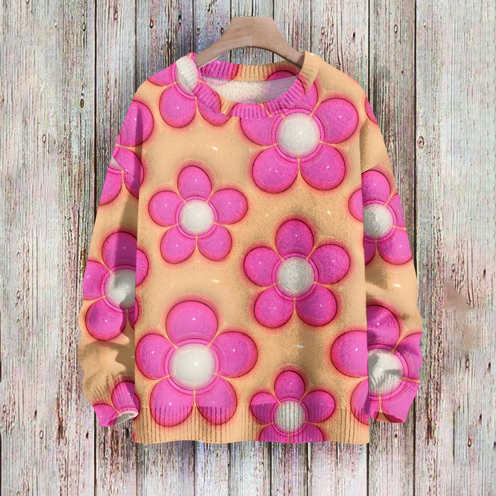 

Жіночі світшоти з серцем і коханням до Дня Святого Валентина. В’язані светри. Мила сорочка. Осінній пуловер із круглим вирізом. XL жовтий