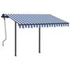 VidaXL Manual Retractable Awning with LED 3.5x2.5 M Blue and White 3070121