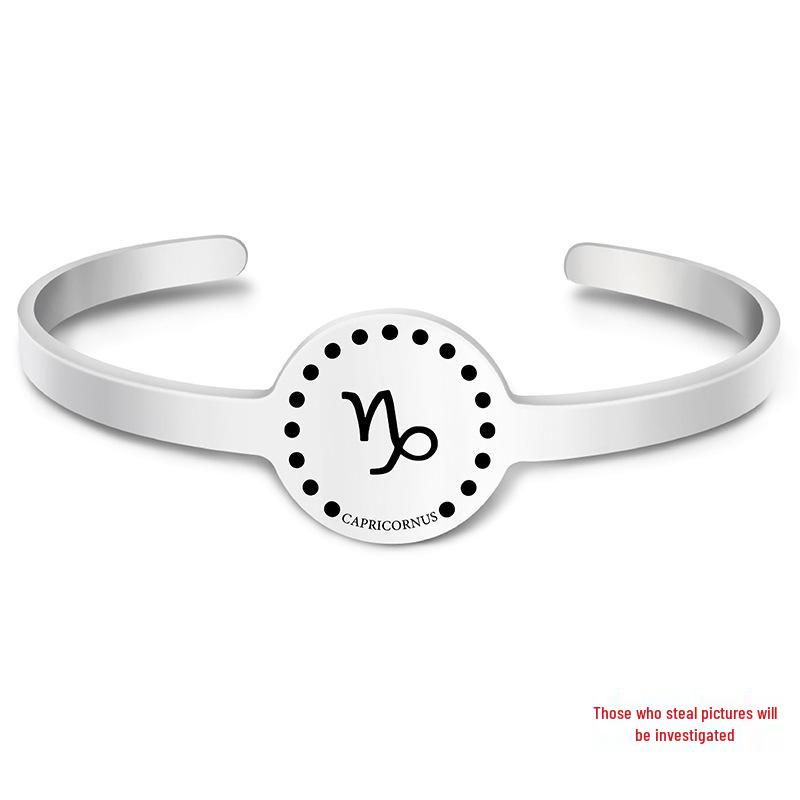 Twelve Constellations Stainless Steel Bracelet - Engraved Titanium Christmas & Birthday Gift