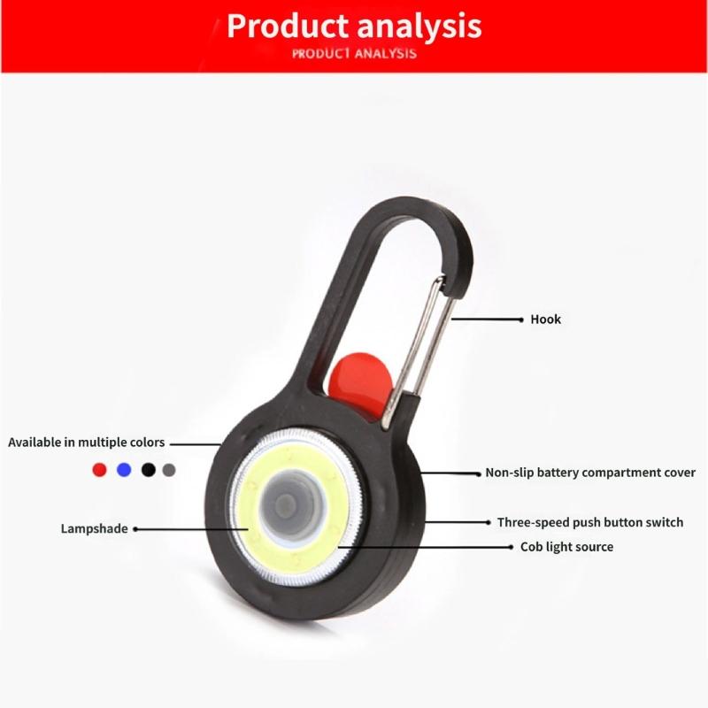 Camping LED Flashlight Pocket Lamp Bright Torch with Hook Handheld Emergency Light Work Lamp Hanging Backpack Lamp