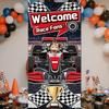 WADORN Welcome Race Fans Background Photo Door Banner for Party Decor, 5.9x2.9ft Racing Car Theme Photo Door Backdrop Props Decor Large Fabric Fun