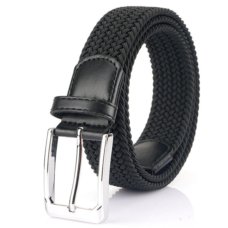 Pin Buckle Elastic Knitted Waist Belt Men Women s Outdoor Fashionable Overalls Non-porous Canvas 105cm чёрный