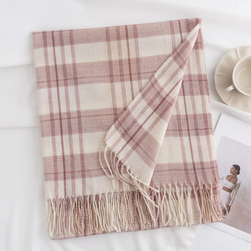 Winter New Plaid Scarf Printed Tassel Imitation Cashmere Scarf Fashionable Sweet Shawl Mid Length Thick Warm Scarf