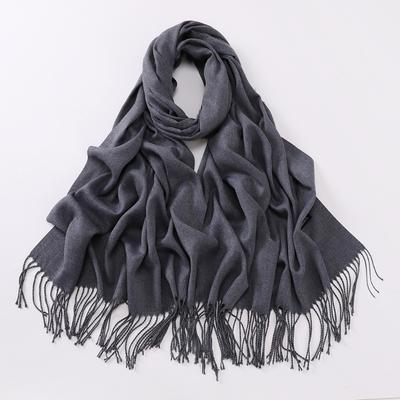 Autumn and Winter Various Solid Color Imitation Cashmere Scarves Women's Monochrome Thickened Warm Fringed Shawl Scarf Scarf Bright Red Scarf