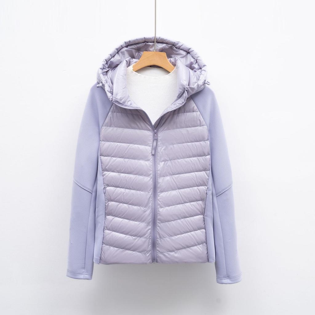 Herbst und Winter neue leichte Daunenjacke Damen schlicht lässig mit Kapuze Outdoor-Sportarten Laufen Fitness Top