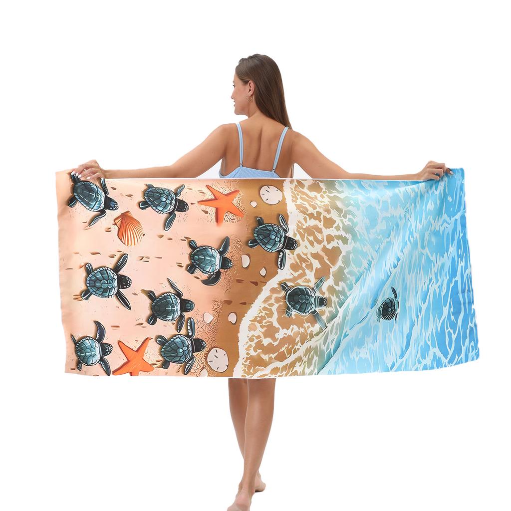 2026 Microfiber Three-dimensional Digital Printing Sea Turtle Beach Towel Absorbent Bath Towel