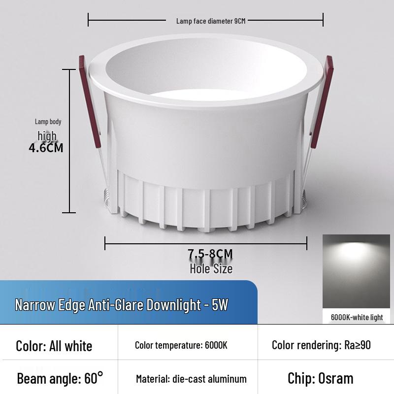 

Anti-Glare Deep Cup Recessed Ceiling Spotlight for Living Room