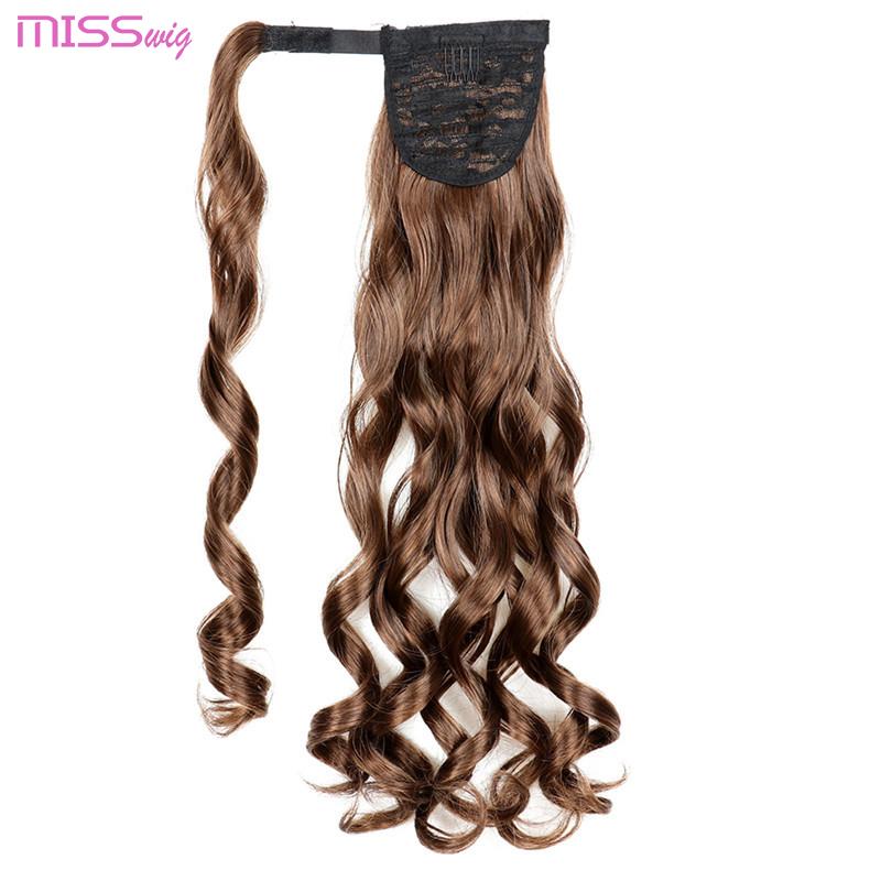 

MISS WIG Длинные волнистые заколки на заколке для наращивания волос «конский хвост» Термостойкие синтетические натуральные волнистые накладные волосы «конский хвост»