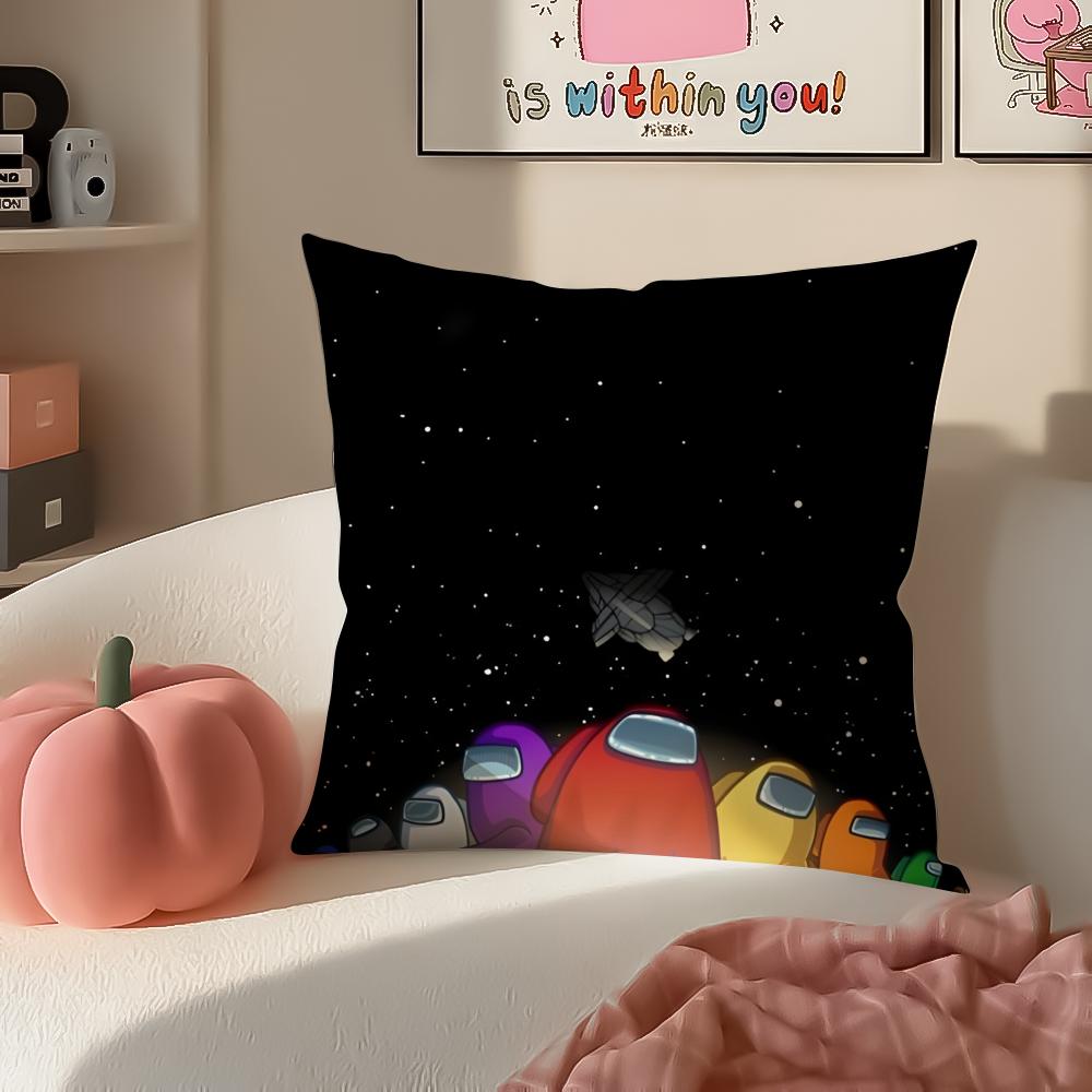 Fun Deduction Party Board Game AAmong Us Cushion Cover Pillowcase Short Plush Invisible Zipper Room Sofa Cushion Cover