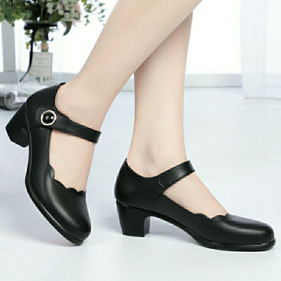 women light weight wine red office square heel pumps lady casual high quality black pu leather party shoes a6661z