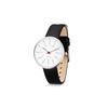 ARNE JACOBSEN BANKERS 53101-1601 Watch, 34mm, Scandinavian Design, Water Resistant (Quiet Design with No Second Hand), White with Black Leather Strap
