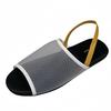 Mesh Breathable Flat-soled Sandals Women's One-word Broadband Leather One-pedal Rear Strap Open-toed Roman Shoes Half Slippers Summer
