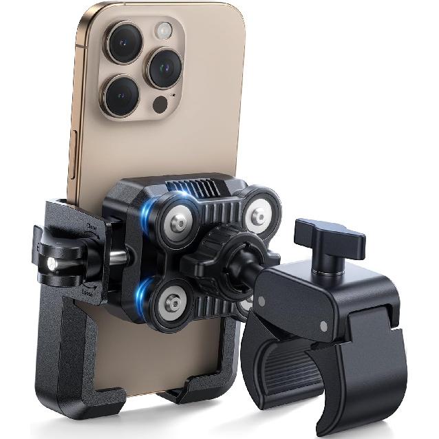 

JOYROOM Motorcycle Phone Mount Holder [Capture the Scenery Anytime][Dual Vibration Dampener] Electric Scooter Accessories Holder Handlebar for Dual Vibration Dampener