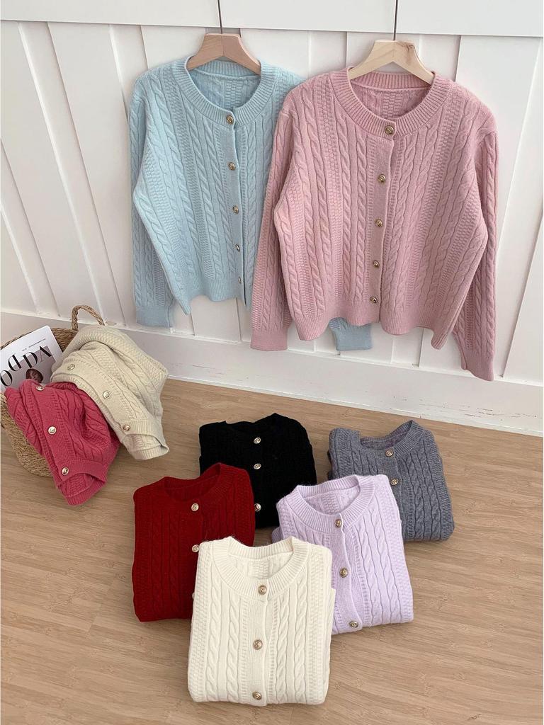 KANING Autumn Loose Fit Cable Knit Cardigan - Soft, Gentle Style