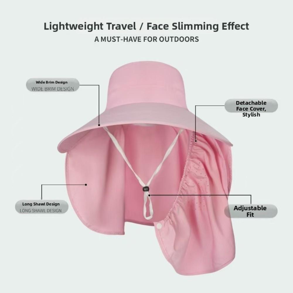 Adjustable Sunshade Shawl Cap Face Cover Picking Tea Hat Sun Hat Shawl Mask Hat  Women