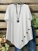 Plus Size Women's Casual Short Sleeve T-Shirt with Decorative Buttons