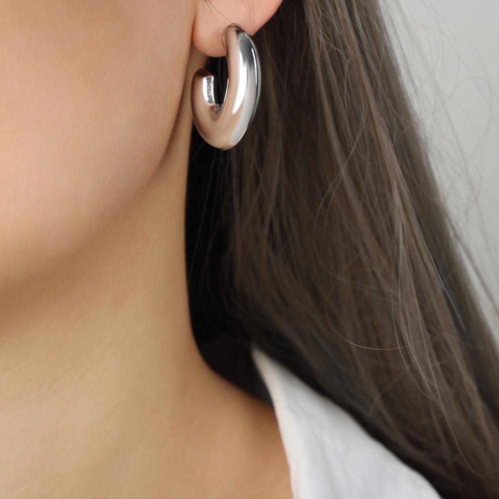 Versatile Geometric Casual Style Titanium Steel Gold Plated Earrings
