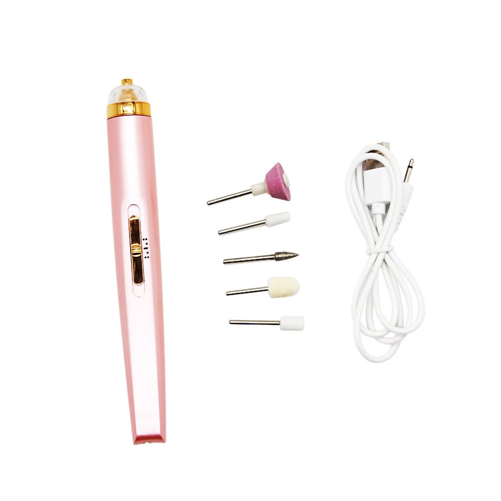 5 In 1 Portable Electric Nail Drill Machine USB Charging Nail Grinding Machine With LED Light