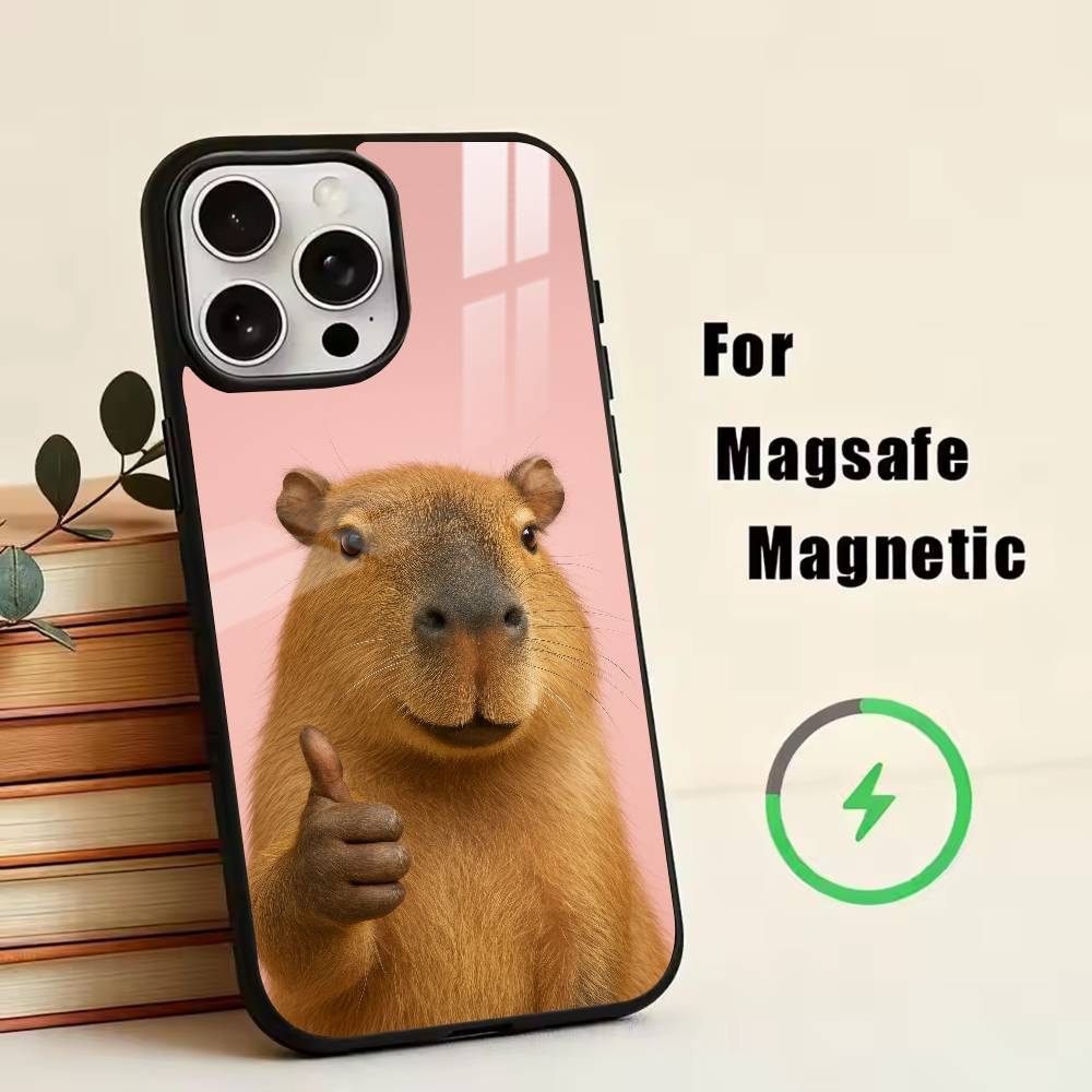 Süßes Capybara Handyhülle Für iPhone17,16,15,14,13,12,11 Plus,Pro Magnetisch mit Magsafe Kabellosem Laden