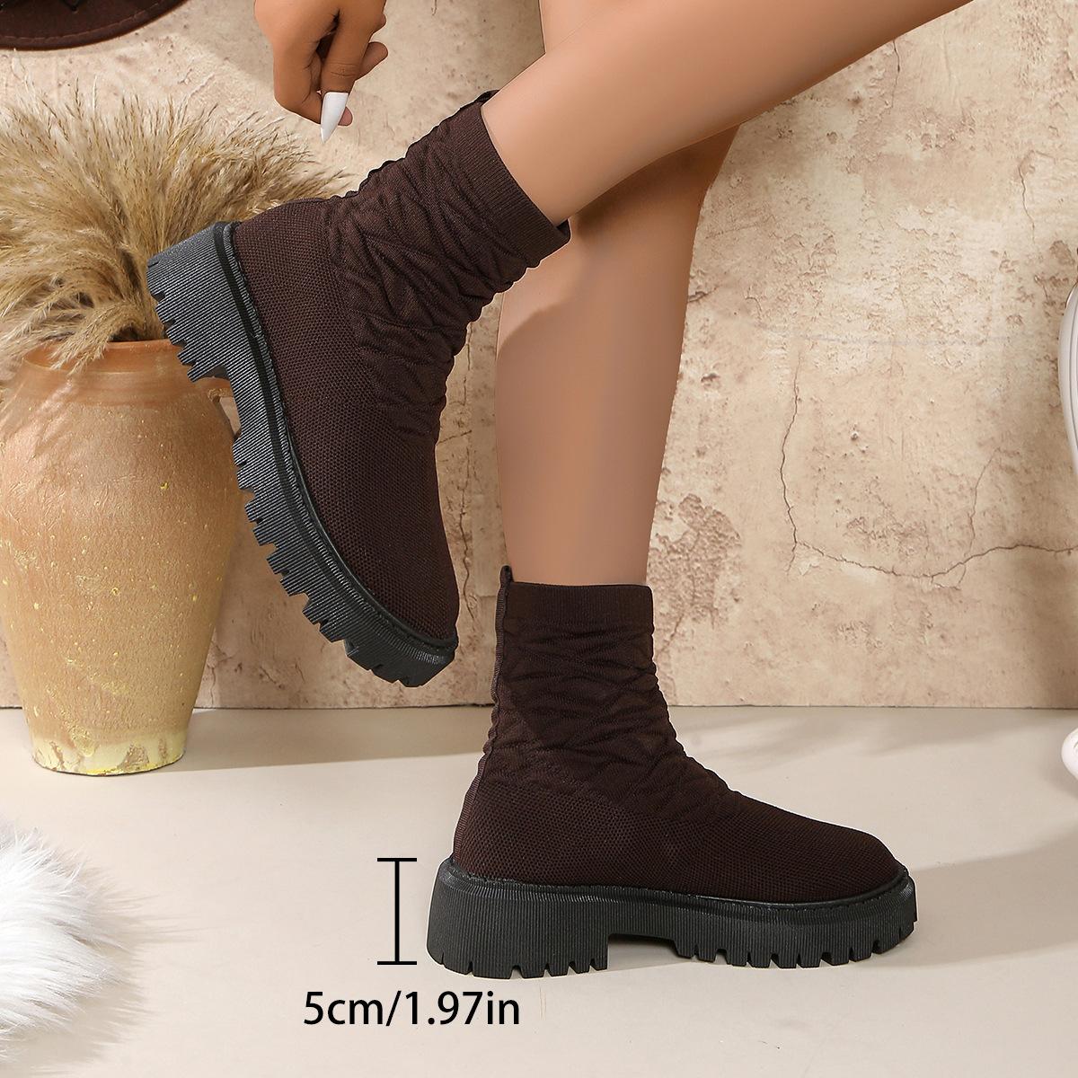 

Модная обувь больших размеров 36-43 для женщин, зимние удобные ботильоны на платформе, нескользящая сетчатая повседневная обувь Zapatos De Mujer 43 темно-коричневого