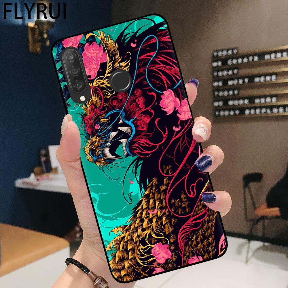 

Модный чехол для телефона с драконом для Huawei P30 P10 P20 P40 Lite Pro E Mate 20 Lite, милый черный и красный чехол с драконом, чехол, бампер P10