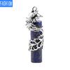Creative Mascot Wrapped Natural Stone Cylindrical Pendant And Pink Crystal Necklace