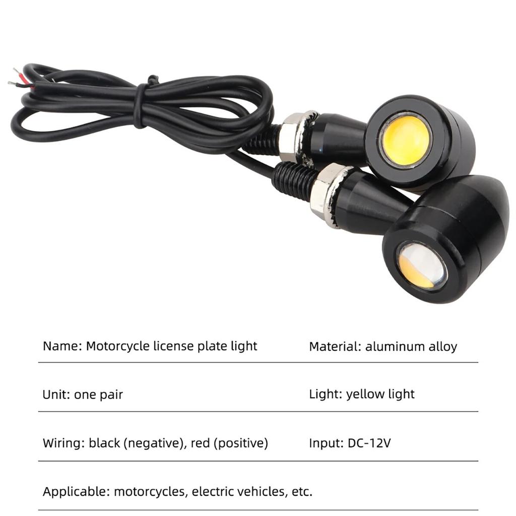 2X Eagle Eye LED Motorcycle Signal License Plate Light Motorcycle Taillight Yellow Moto Accessories Motorbike Brake Lamp