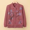 Mid-Aged & Elderly Women's Floral Knit Cardigan