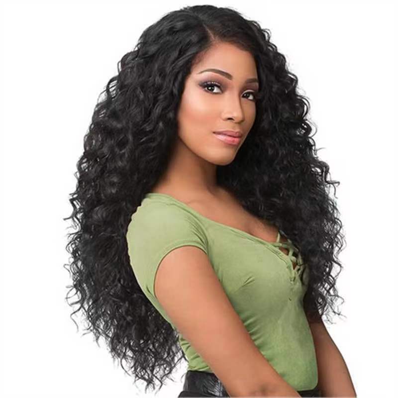 

African small curly new product wig wrapped tube headgear high temperature silk chemical fiber wigs чорний