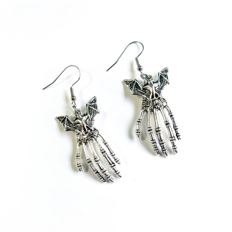Unisex Punk Ohrringe: Gothic Schädel, Fledermaus, Schlange, Spinne, Mond, Rose und Motte
