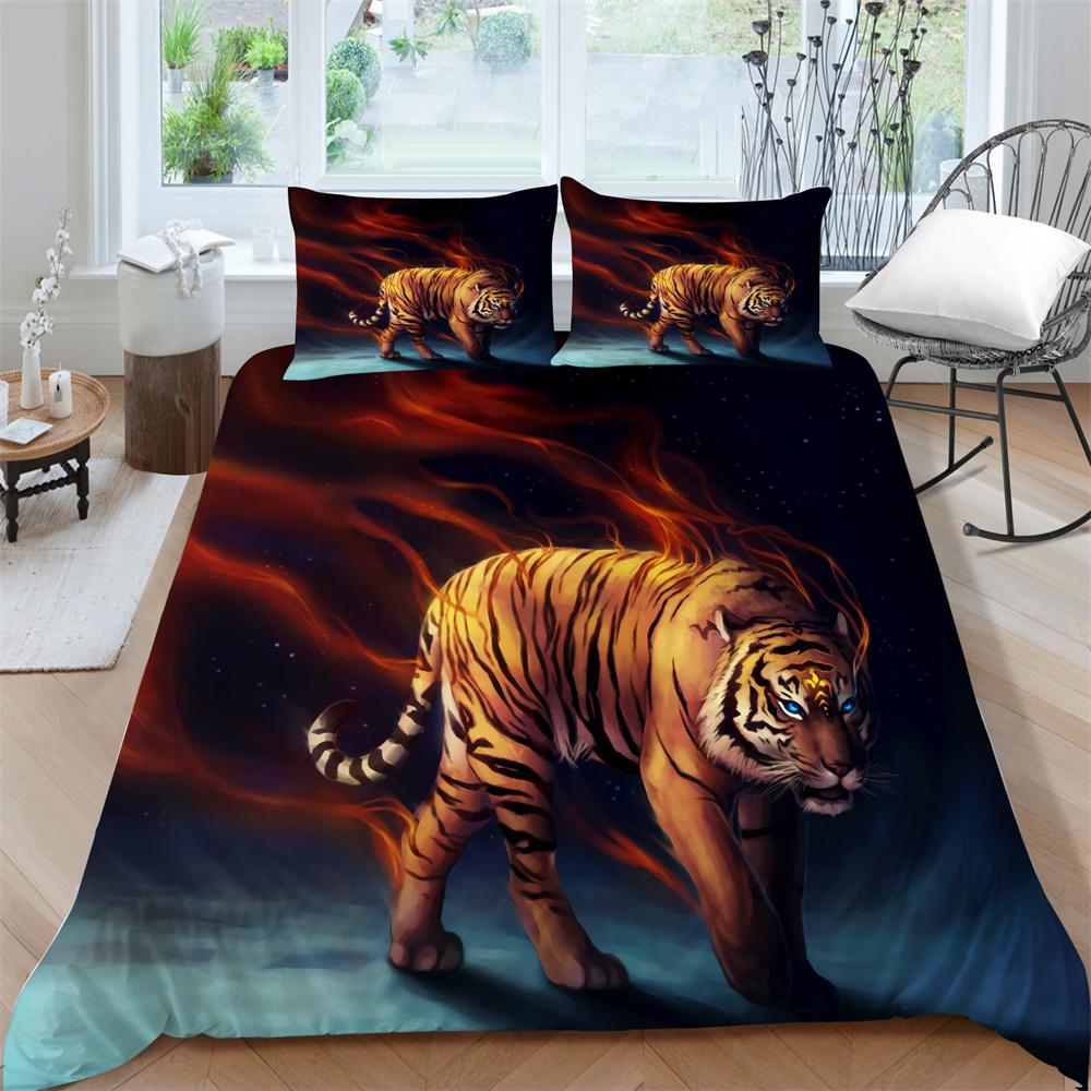 Bettwäsche Set 3D Tier Tiger Druck Bettdecke Sets Kinder Kind Schlafzimmer Dekor Polyester Hause Bettwäsche Kissenbezug