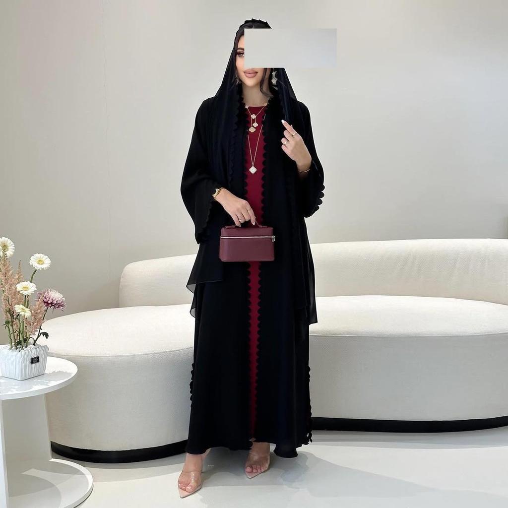 Elegantes zweiteiliges Set aus Cardigan und Hijab - 2025 TikTok Mode, Dubai & Türkei Edition