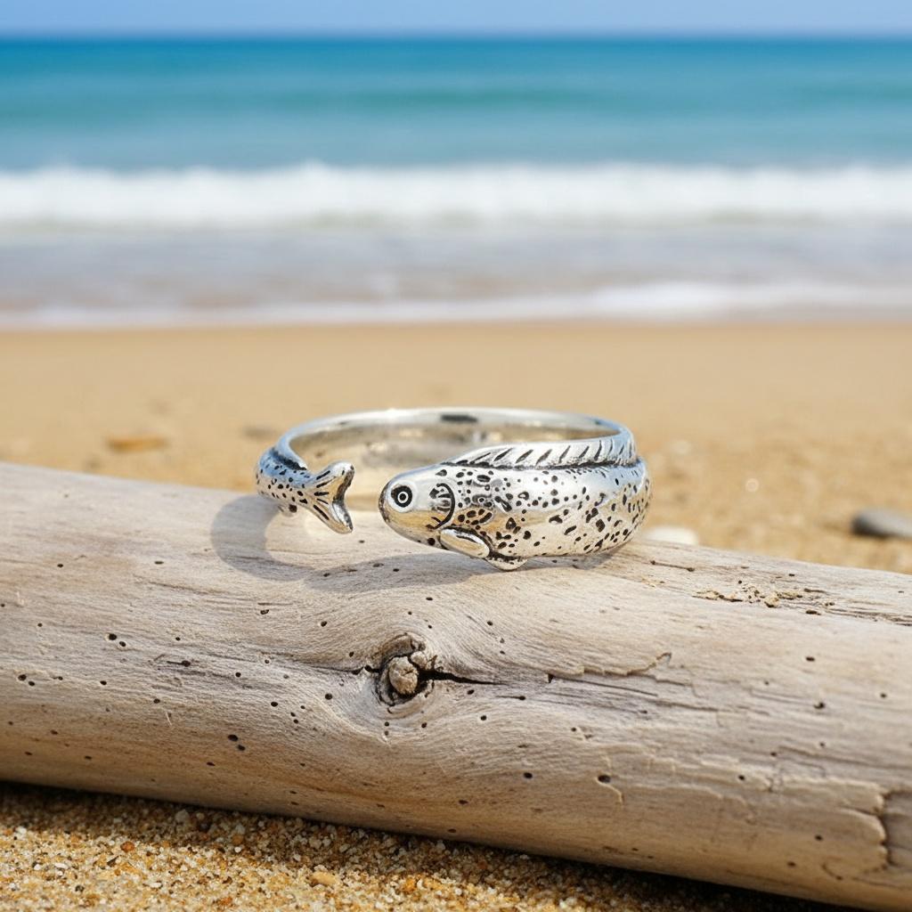 Vintage Charm Ancient Fish Pendant Open Ring for Men and WomenPerfect as a gift for friends' daily holiday outfits