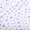 Liquid Metal Silver Series Nail Art Sticker Pentagram Moon Quadrangram Sticker Nail Art Comes With Background Nail Sticker