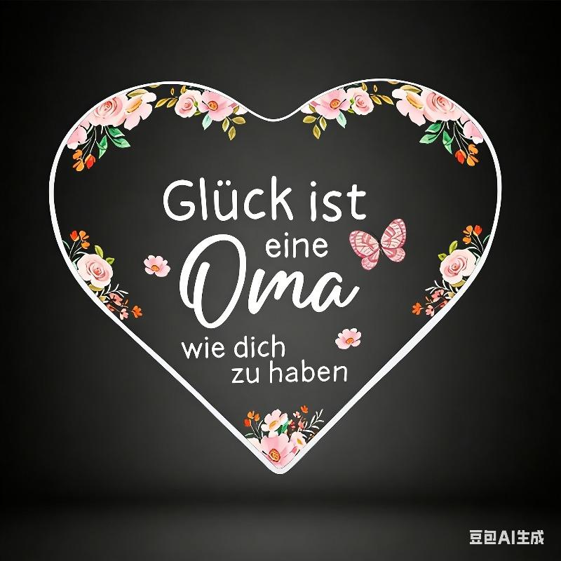 

2D Flat, German Heart-Shaped Acrylic Desktop Decoration Plaque, Suitable for wall Decoration, porch, Room, Villa, accents Home, Hallway, or Workplace 11*10.5cm