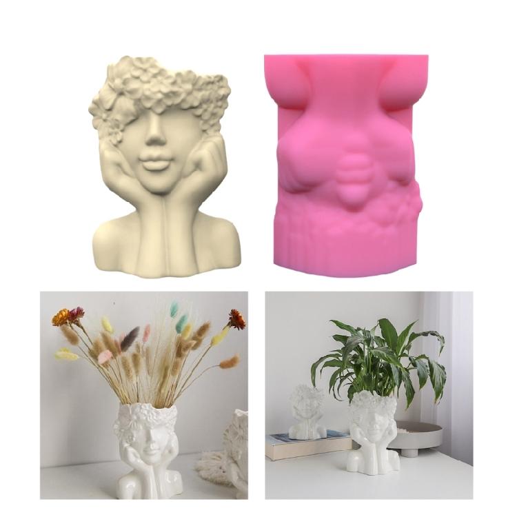 Art Figure Mold Flower Vase Mold Artistic Human Figure Shape Silicone Planter Mold Flowerpot Mold for Hand-Making Lover