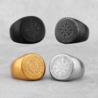 1/316L Edelstahl Wikinger Kompass Herrenring Odin Amulett Dominanter Schmuck Geschenk für Männer