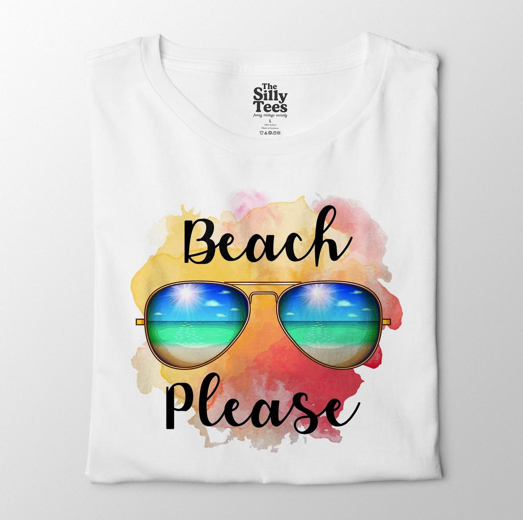 Beach Please Shirt, Funny Summer Sunglasses Tee, Ocean Vacation T-Shirt for Beach Lovers