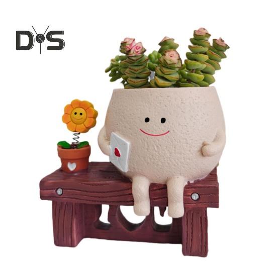 Slunečnice Květináč s úsměvem na tváři Květináč Pryskyřice Kreslená hlava Květináč Vnitřní Venkovní Kaktus Sukulentní rostliny Nádoba Domov Balkon Zahradní dekorace