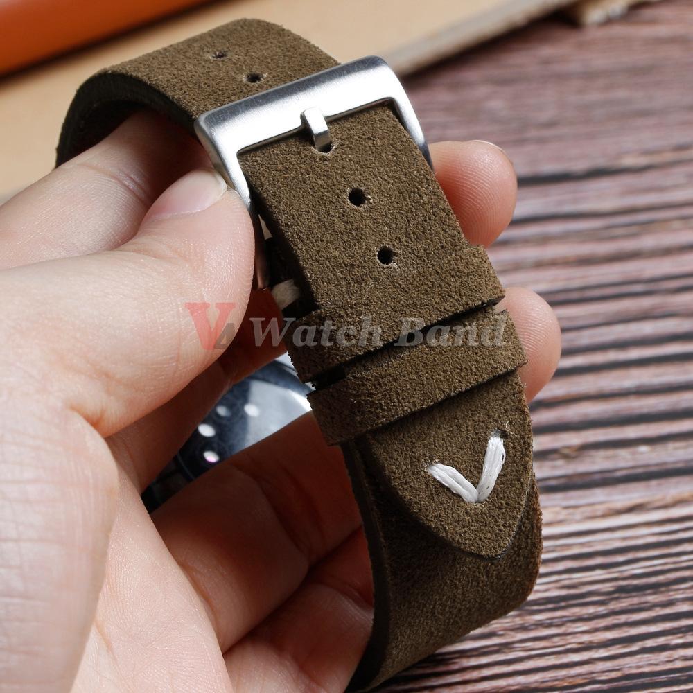 Schnellverschluss Weiches Wildlederarmband 14mm 16mm 18mm Armband 20mm 22mm Braune Uhrenarmbänder Kalbsleder Armband Damen&Herren Accessoires